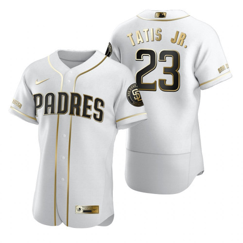 Men's San Diego Padres #23 Fernando Tatis Jr. 2020 White Golden Flex Base Stitched MLB Jersey